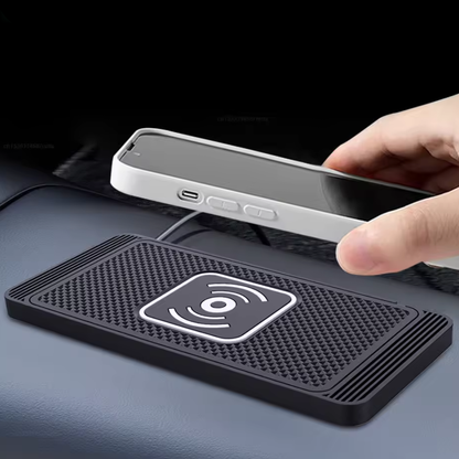 Chargeur sans fil de voiture – Compatible iPhone 16 à X, Samsung S24/S23, support en silicone avec charge rapide